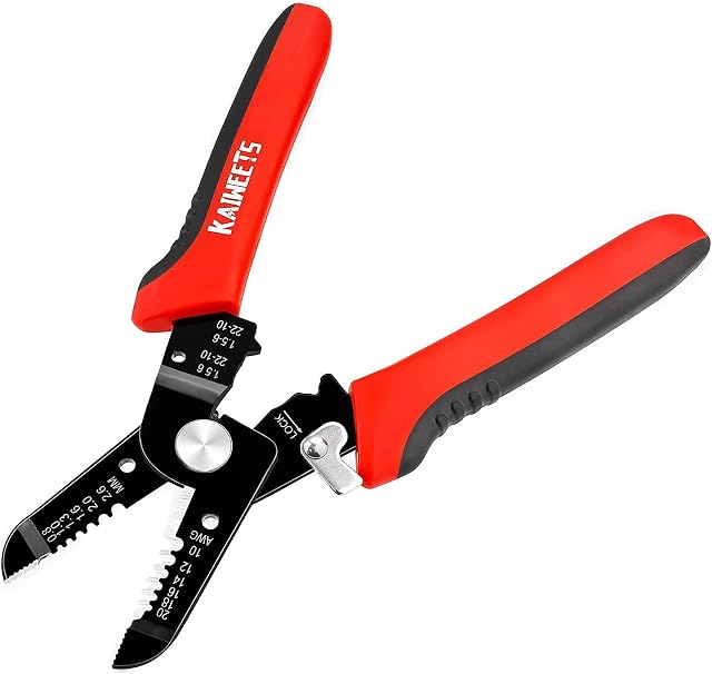 KAIWEETS Wire Strippers, 7.5 inch Wire Cutter Electrical Stripping Tool with Build-in Wire Cutter Pliers for 10-22 AWG Stranded