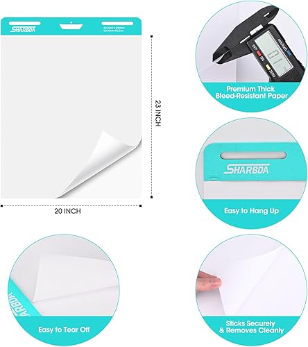 Miniatura 4 de Almohadilla de caballete pegajoso, 20 x 23 pulgadas, papel de gráfico giratorio, papel adhesivo para profesores, papel de caballete autoadhesivo,