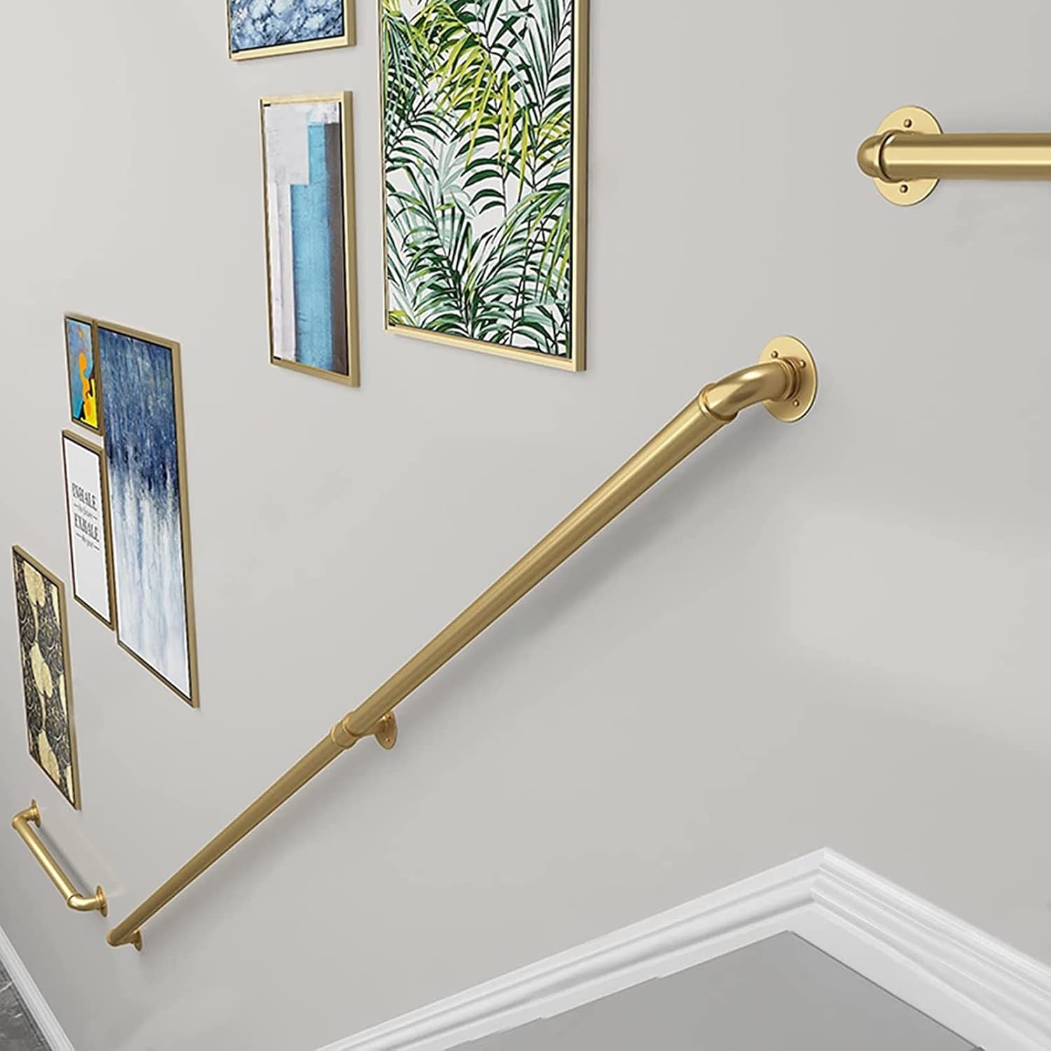 MObyat Metal Wrought Iron Stairs Banister Handrail,Safety Support Bar Wall Mounted Staircase Hand Rails,Non-Slip Elderly Children Hand Grab Rail,Complete Kit/100Cm