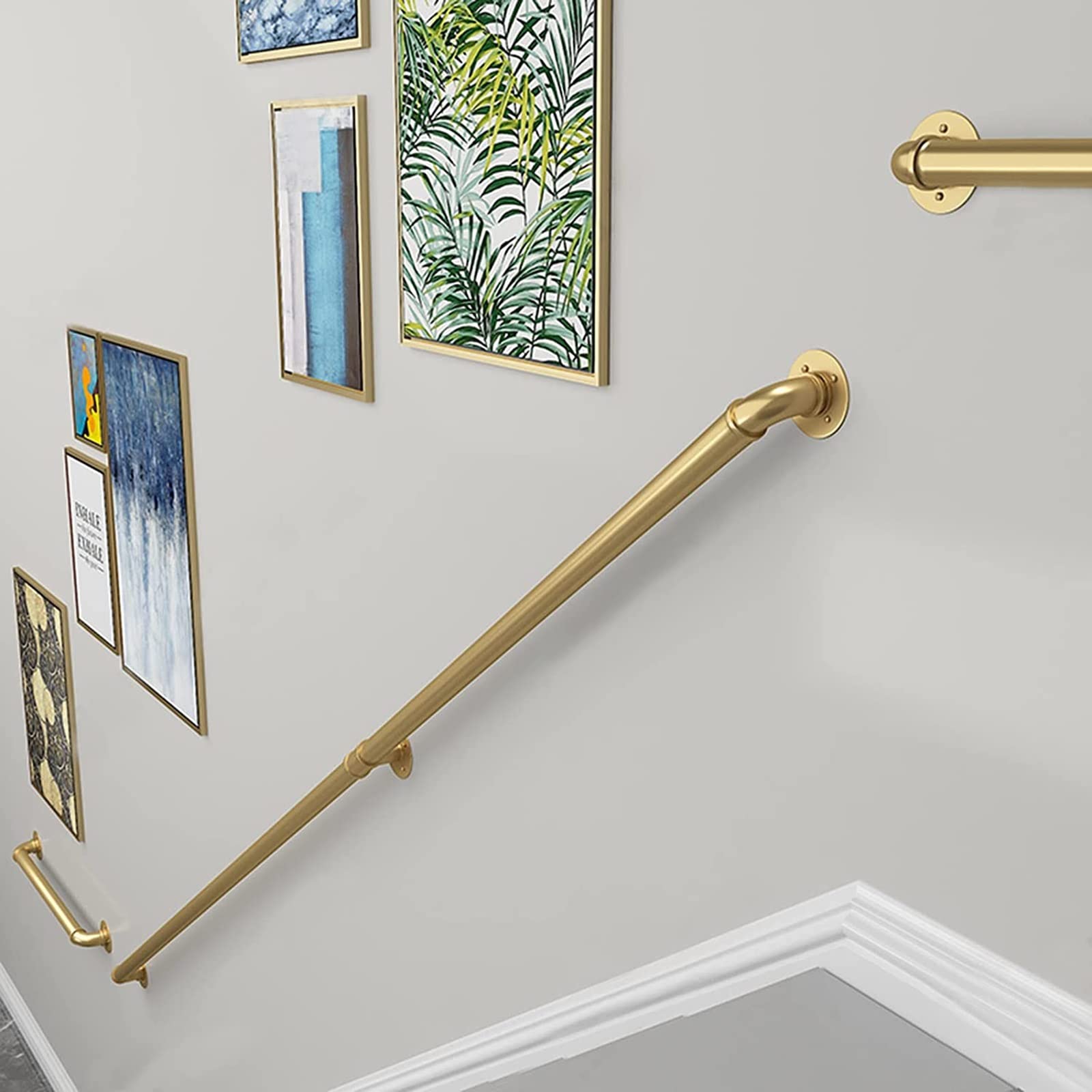 Main courante d'escalier fer forgé mural barre support sécurité métal kit