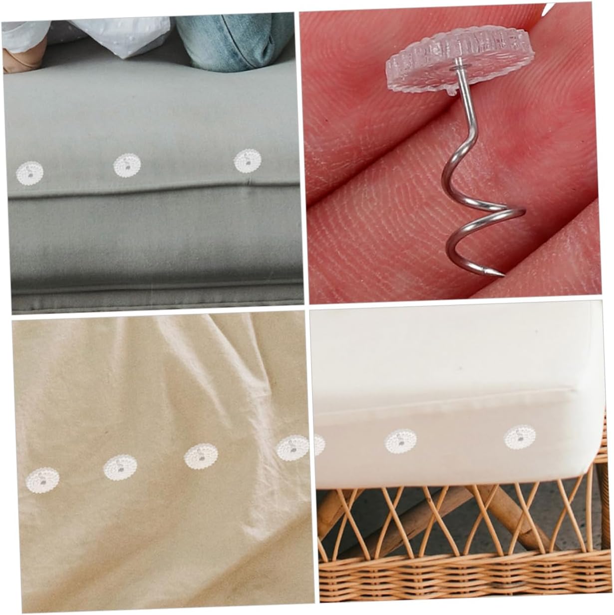 Ipetboom 50pcs Spiral Sofa Pins with Transparent Plastic and Iron Decorative Upholstery Nails for Furniture Bed Skirts Slipcovers Twist Fasteners for Non Slip Fixing and Home Decoration