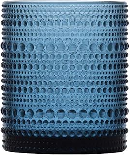 Fortessa Jupiter Beaded Hobnail Glass, 10 Ounce Double Old Fashioned (Set of 6), Cornflower Blue
