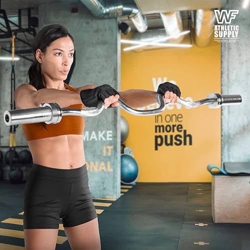 Miniatura 7 de WF Athletic Supply Olympic - Barra de pesas súper rizada, de 4 pies y 48 pulgadas, para discos de peso de 2 pulgadas, barra rizadora para