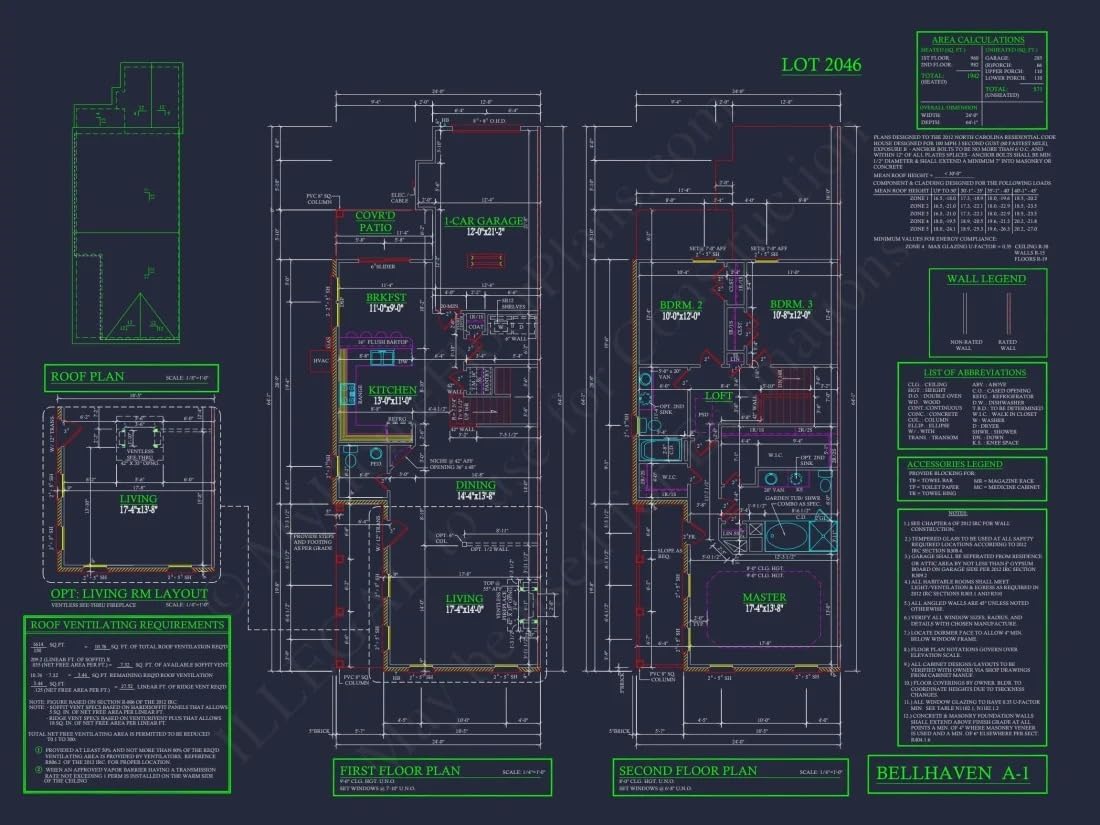 12-2467 Townhouse Plan - 5-Unit Colonial Revival Townhome Plan - 3-Bed, 2-Bath, 1,650 SF