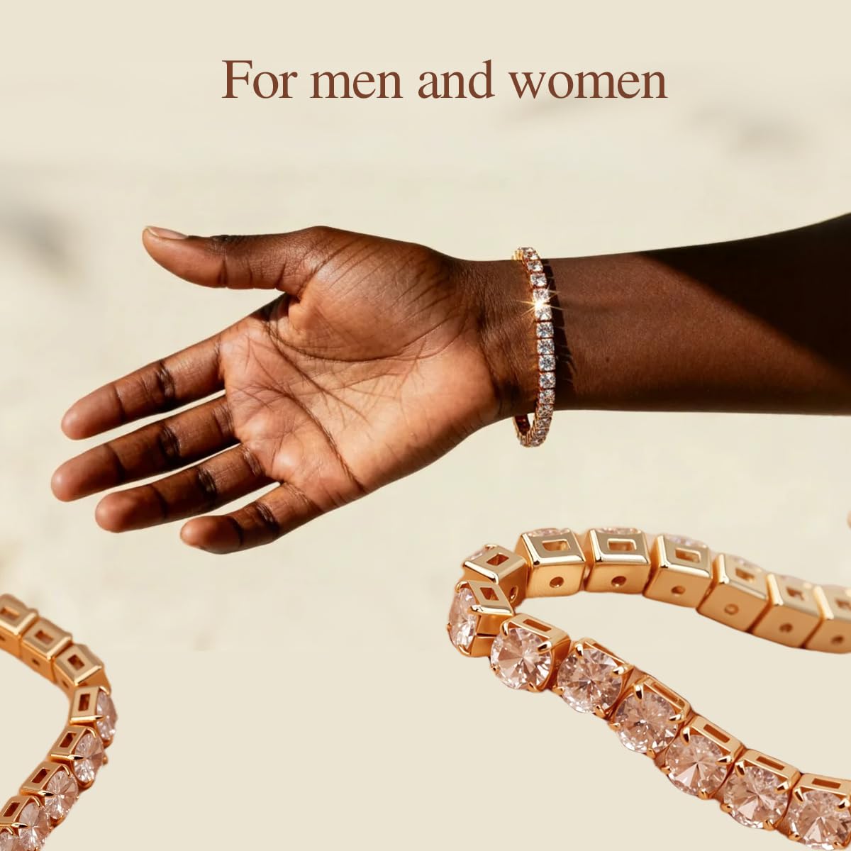 FEIKFEIZ Moissanit Tennisarmband, 5 mm Labor gezüchtete Moissanit-Diamanten, 18K rosévergoldet, verstellbares Damen-Armband in Gold, Schmuckgeschenk.