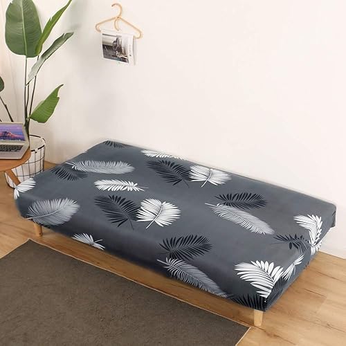 Miniatura 3 de MIFXIN Funda plegable para futón sin brazos, elástica, lavable, protector de muebles para 3 asientos, sofá cama plegable sin reposabrazos (gris