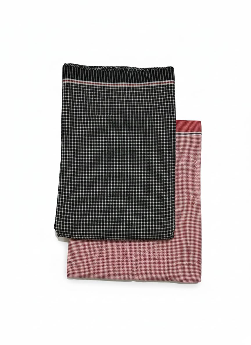 Cotton Gamcha, Traditional Checkered Design, Blue and Red, Unisex Absorbent Towel Scarf, Free Size, Hand & Machine Wash Only-image-18