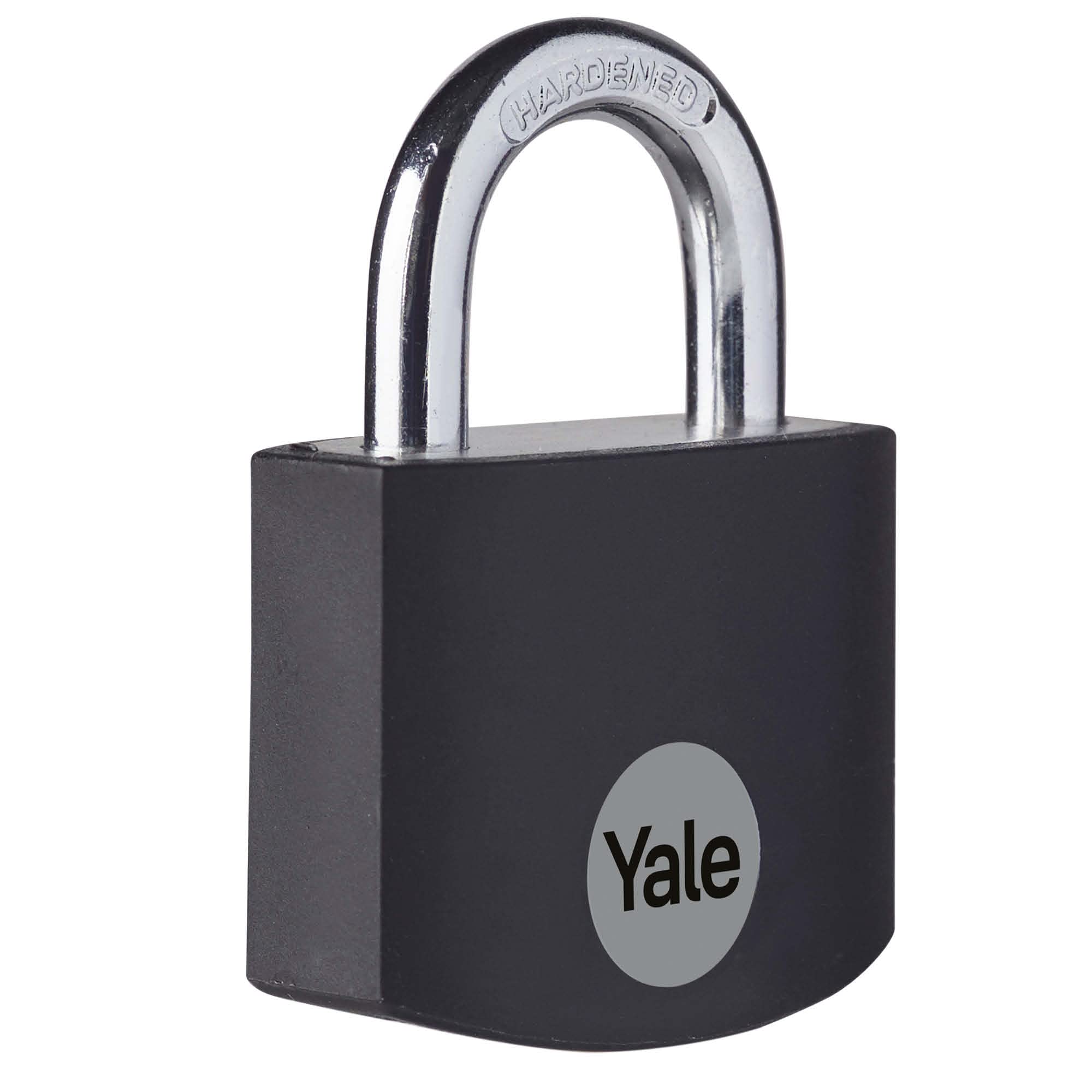 Yale Black - Ye3b/32/116/1/Bk Standard Security 32Mm Aluminium Padlock - Open Hardened Steel Shackle - 3 Keys