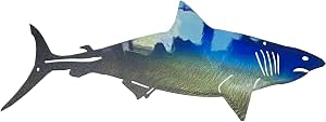 Metal Shark Wall Decor - Ocean Theme Wall Art for Living Room, Bedroom, Outdoor, Office, Hallway - Large Size 15.74 x 4.92 inches