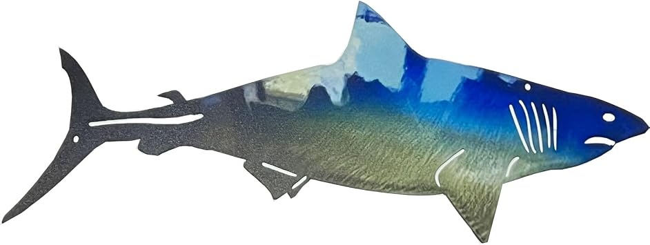 PIAOGENG Metal Shark Wall Decor,Be Used For A Living Room, Bedroom Outdoor, Office Of Wall Hallway DecorA Set Large Size Theme Shark Ocean Decorations 15.74 X 4.92x0.039 Inches