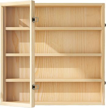 8 Raflı Ahşap Vitrin Koleksiyonu Vitrini, Oyuncak ve Merak için Duvar Vitrini, Ev, Oturma Odası, Yatak Odası, Ofis için Şık Depolama Rafı (50 x 10 x 85 cm)