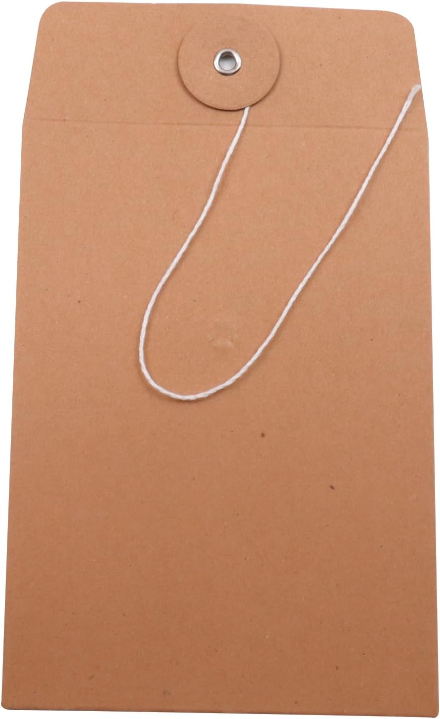 Antrader Kraft String Envelope File Folders,20Pcs String Tie Closure Envelope Vintage Kraft Paper Kraft Paper File Folders Kraft Folders,14×10cm/5.51"×3.94"(L×W) - Image 6