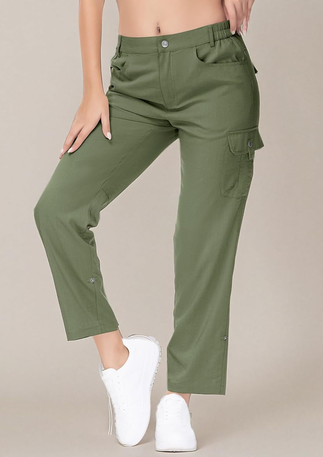 YSENTO Womens Cargo Hiking Pants with Pockets Lightweight Stretch Quick Dry Camping Travel Pants Roll Up - Image 8