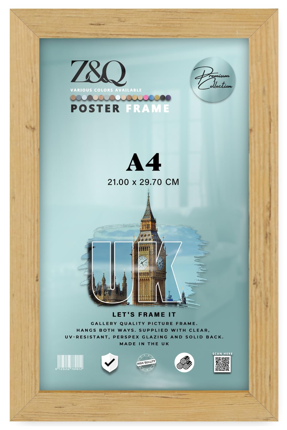 Z&Q - MDF Wood Finish A4 (21.00 x 29.70 CM) Poster/Picture Frame | Sturdy & Lightweight 11 x 8 Inch Perfect for Room Interior, Art [ Pine ]