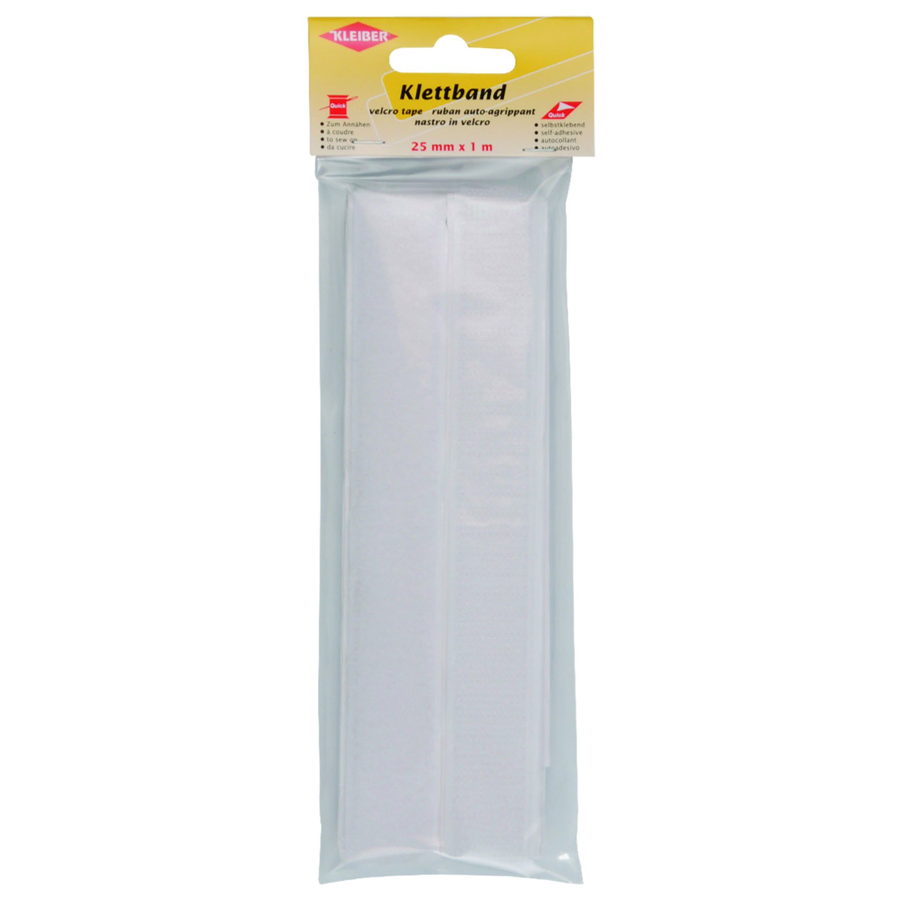 Kleiber 25 mm Hook and Loop Self Adhesive Strip, White