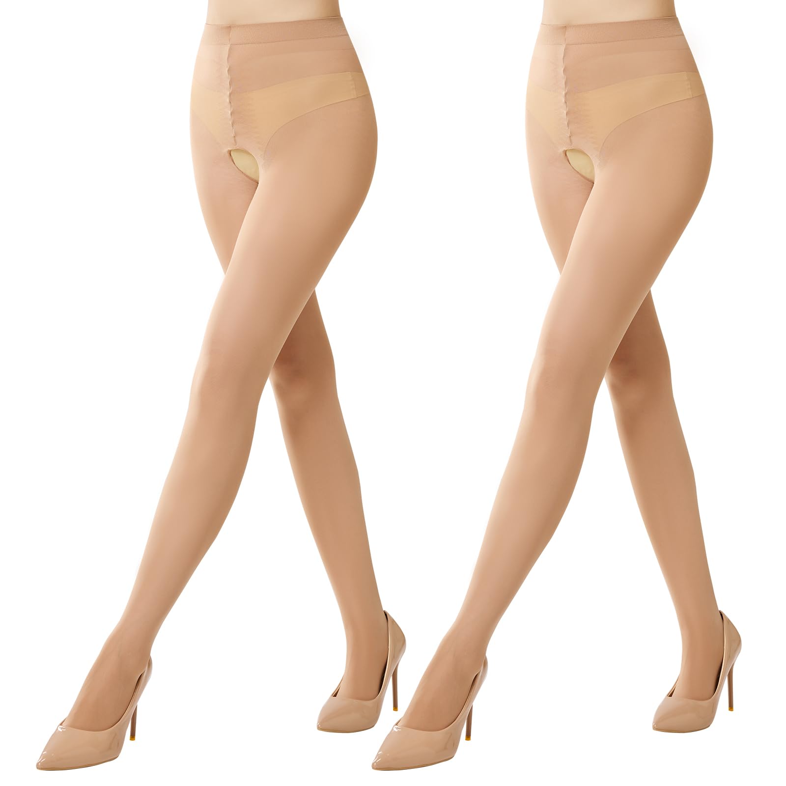 Manzi Women's Natural Sheer Tights Pretty Cool Gusset Free Pantyhose 40D S-M