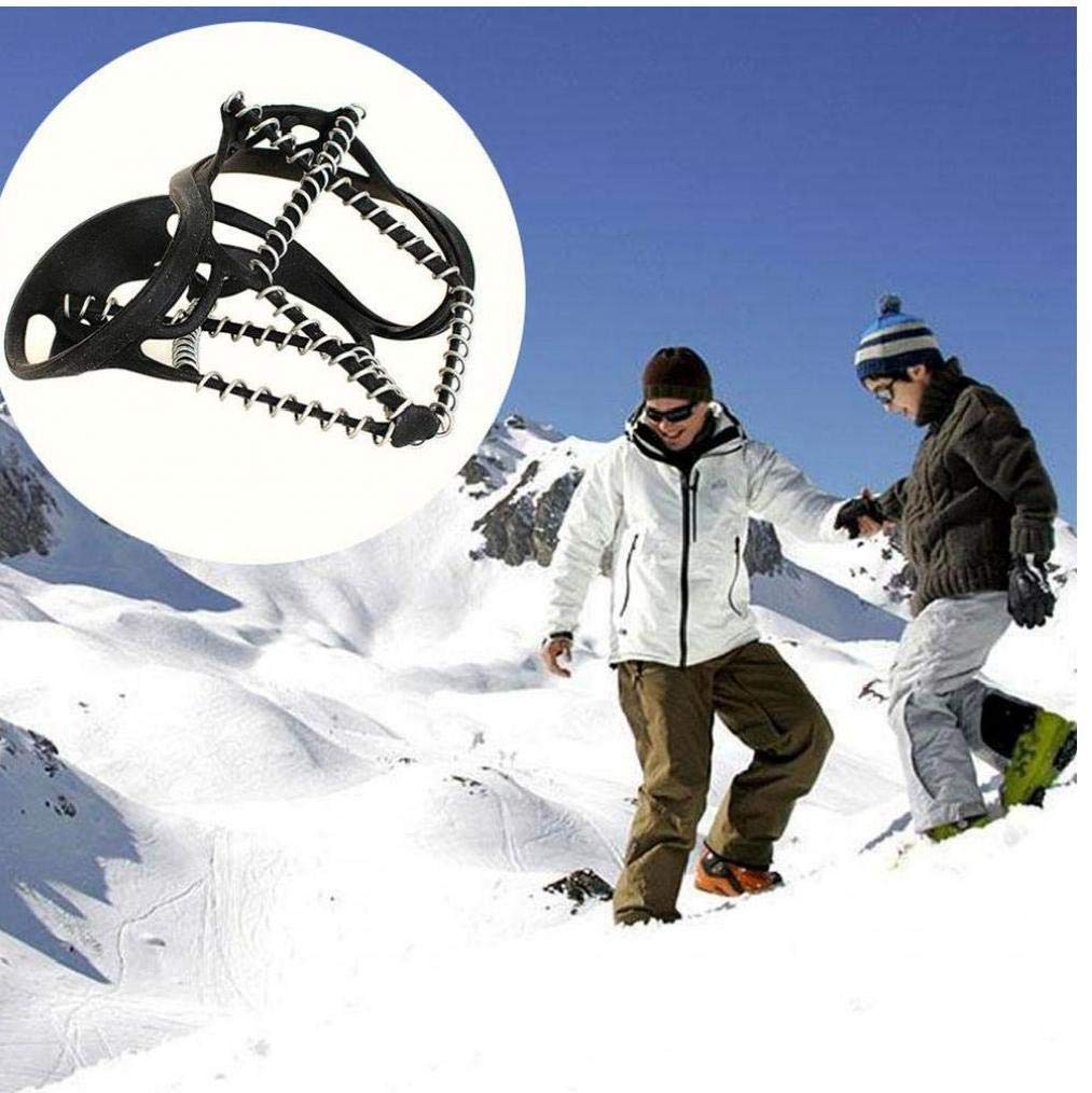 Poignées de Traction Bottes de randonnée antidérapantes Chaussures Crampons Crampons à Glace pour Sports de Plein air Alpinisme Marche Jogging Randonnée Noir 1 Paire