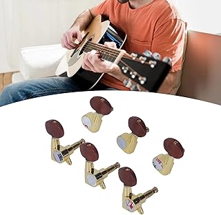 Conjunto De 6 Chaves De Afinação De Cordas De Guitarra Cravelhas Cabeças De Máquina Afinadores De Travamento 3R 3L Chanfrado Fechado Oval Acessórios De Baixo De Guitarra