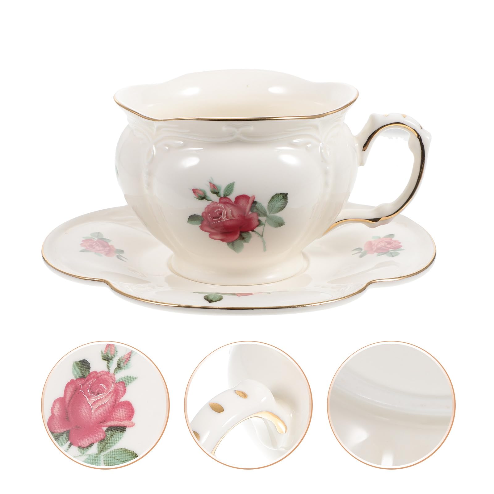Beavorty Juego de Tazas de Café Tapa y Platillo, Cerámica Resistente, para Uso en Cocina Obsequio para Familia y Oficina