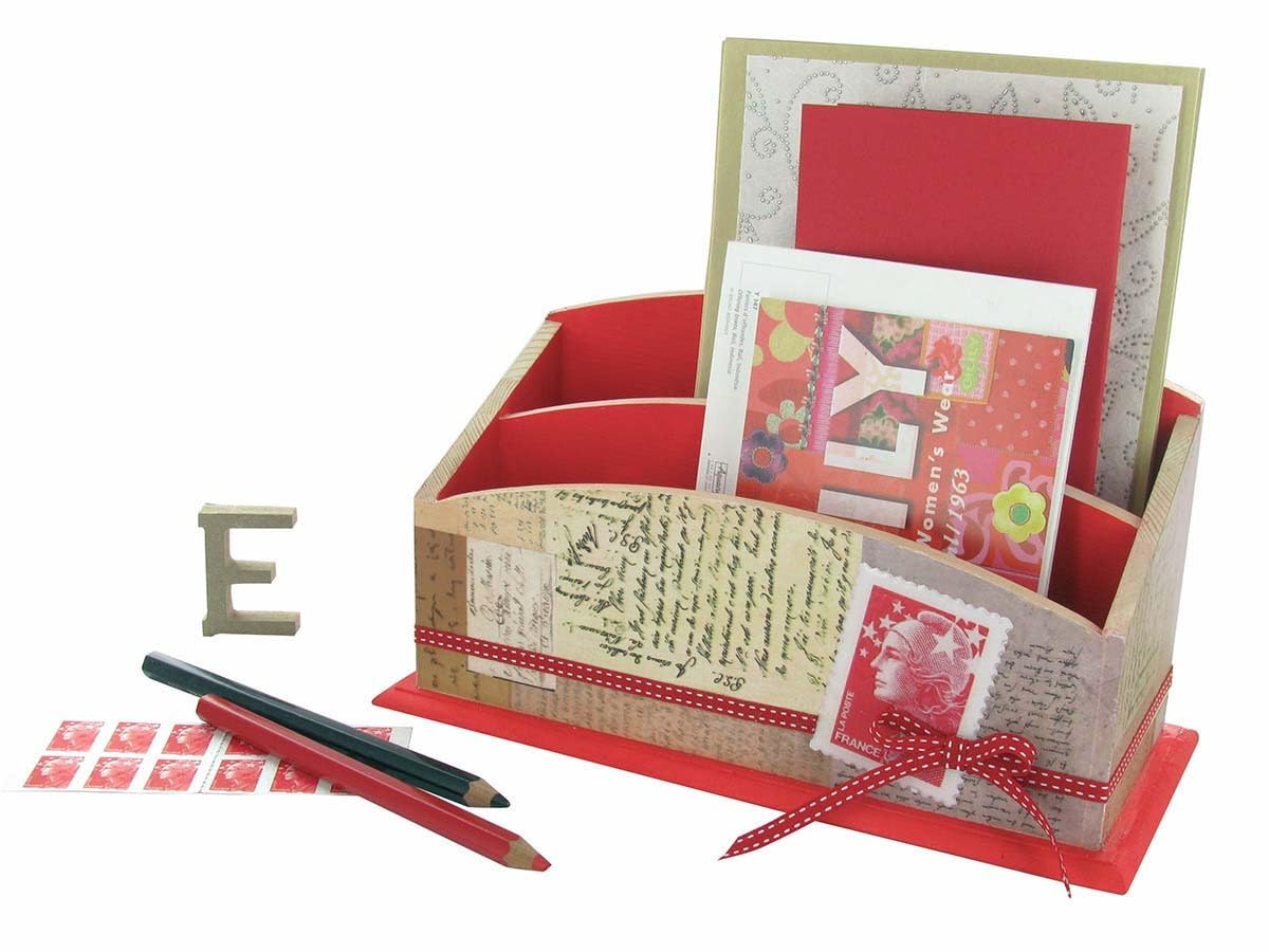 MÉGACRÉA Range-courrier en Bois 25 x 15,5 x 12 cm