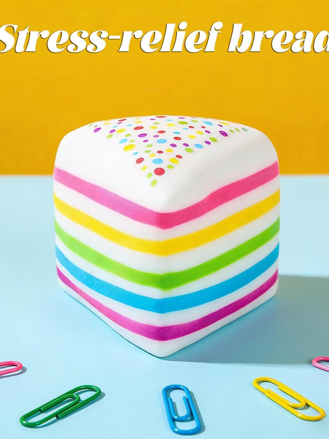 Rainbow Cake Squishies,Jumbo Slow Rising Fidget Squeeze,Soft Relief Squishy Stress Ball,Squeeze Balls Sensory for Anxiety Stress Party Favors Colorful 2pcs A