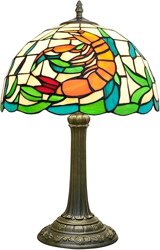 Miniatura 13 de Lámpara de mesa estilo Tiffany de 12 pulgadas, estilo cancha, diseño de flores de iris azul, lámpara de noche retro para dormitorio, sala de estar,