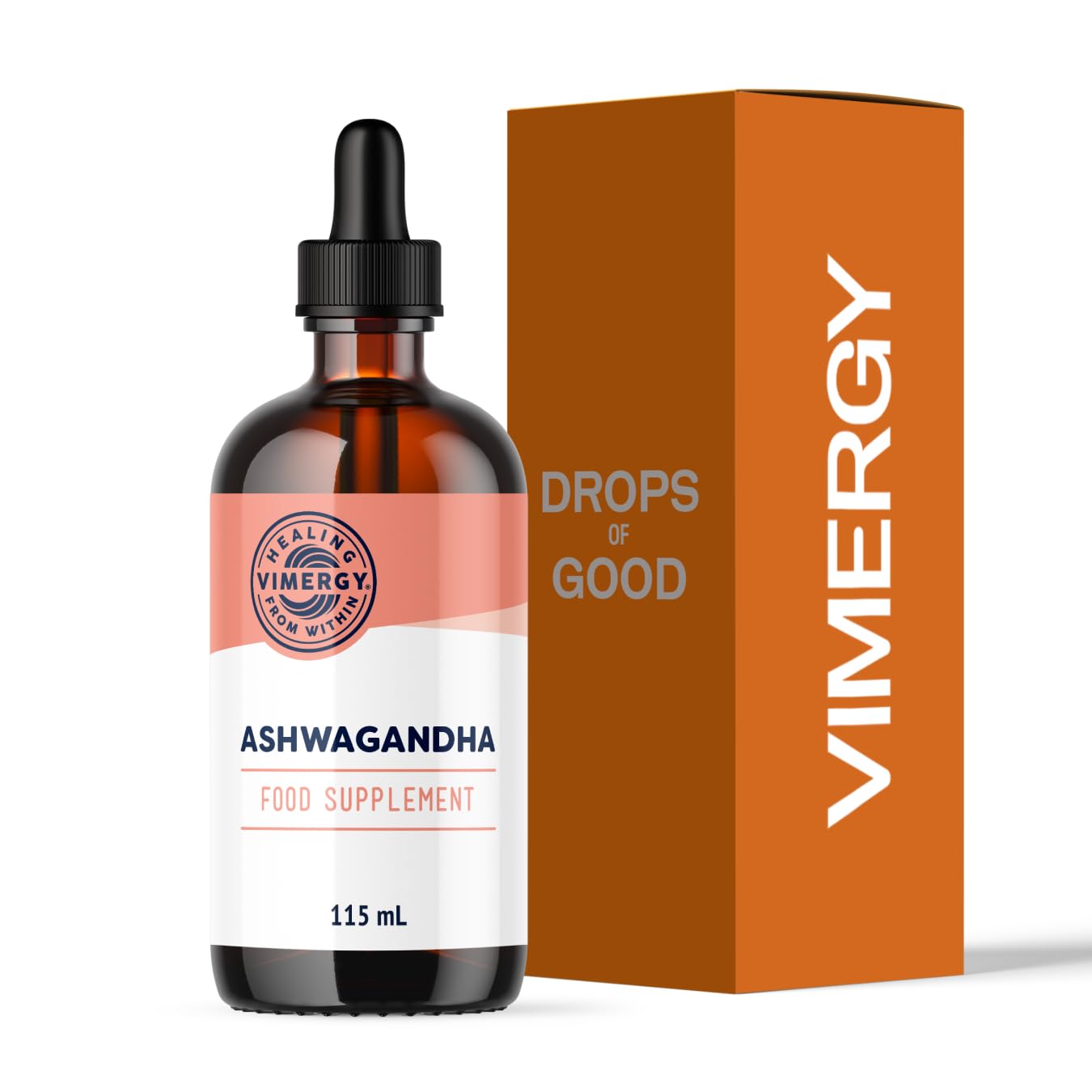 VIMERGY Organic Liquid Ashwagandha - New Root-Extract Formula – Adaptogen - USDA Organic, Vegan, Kosher, Paleo, Gluten-Free – Full (115ml) Sizes