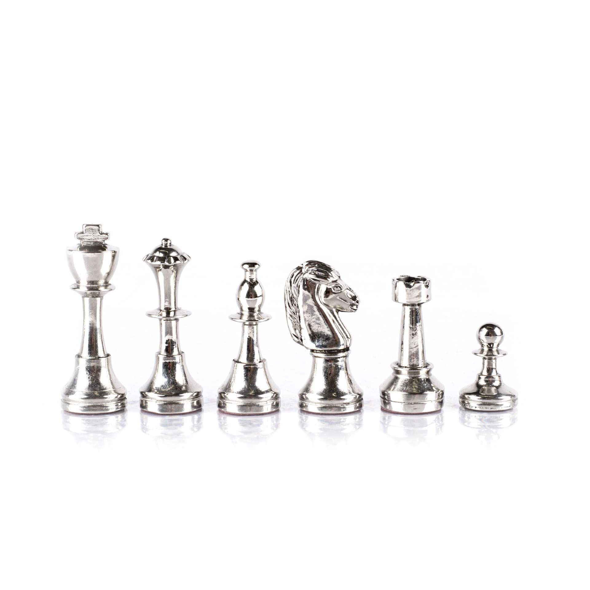 Manopoulos Jeu d'échecs Staunton classique en métal - Pions en laiton nickel - Échiquier marron - 2 joueurs - À partir de 16 ans