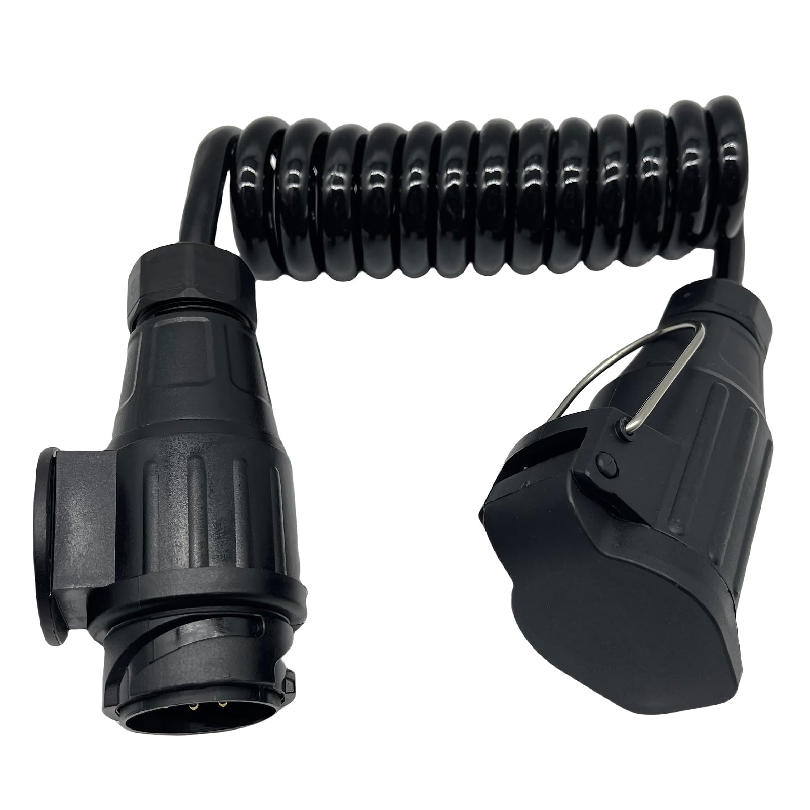 Spiralkabel Verlängerungskabel, 13-polig auf 13 Polig Adapter Stecker Männlich/Weibliche Stecker Verbindung 2.0m Anhängerstecker Anhängerkabel Kabeladapter für Bootstrailer Anhänger Caravan