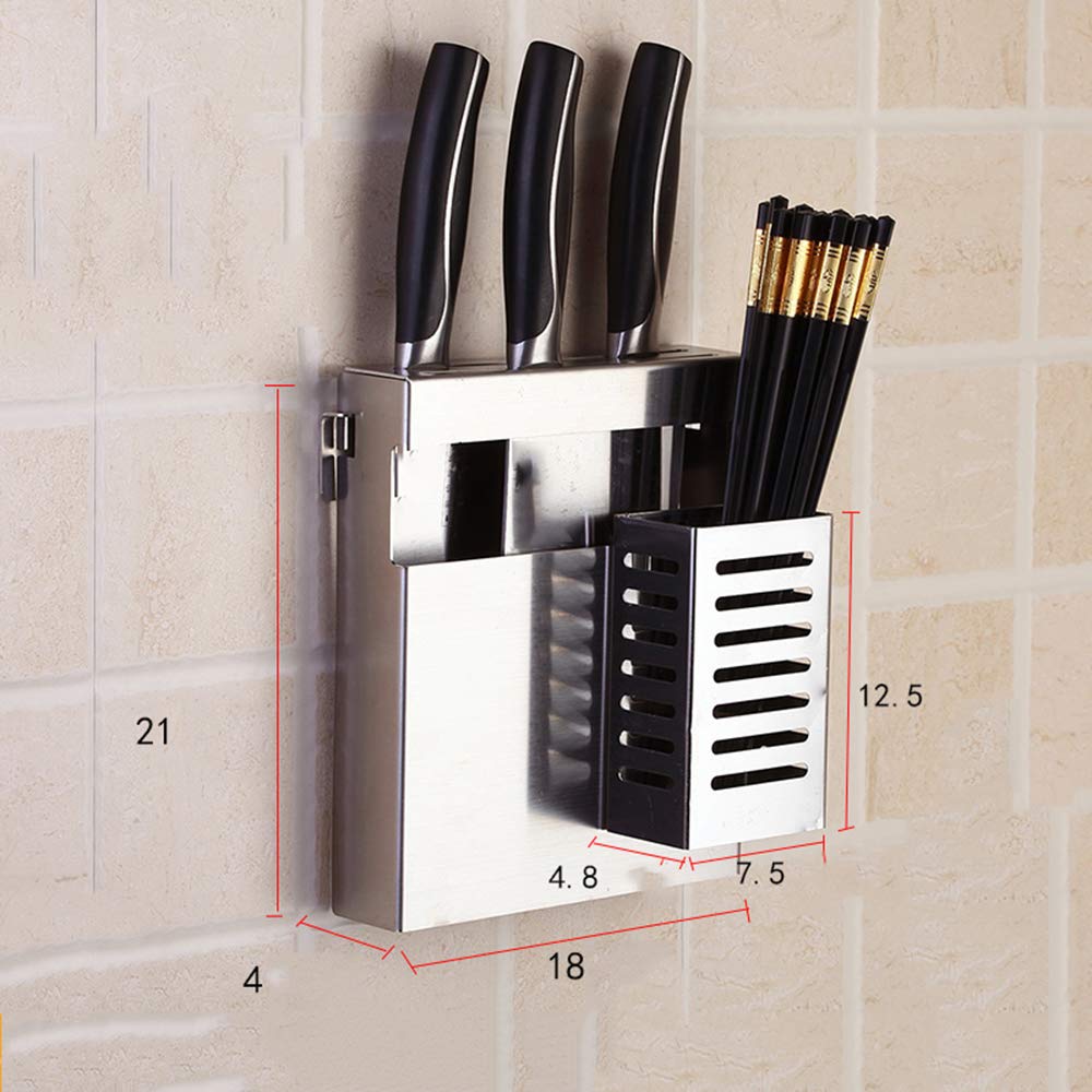 Kitchen 304 Stainless Steel Knife Holder Wall-Mounted Punch-Free Knife Holder Household Tool Storage Rack Put Vegetable Knife Holder