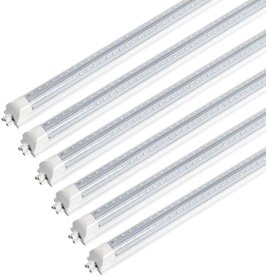 LED Shop Light, 45W 5850LM 6500K, 4FT V Shaped Integrated Fixture, T8 Tube Light, Cool White, Clear Cover, Higher Brightness, LED Shop Lights for Garage Warehouse Workshop 6 Pack