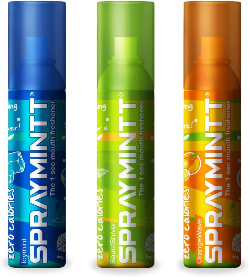Spraymintt Mouth Freshener | Mukhwas | Breath Freshener | Oral Hygiene | 175+ sprays of instant long lasting with Zero Calories Freshness | Icymint flavour + Saunfshiver flavour + Orangewave flavour | 15g - Combo of 3