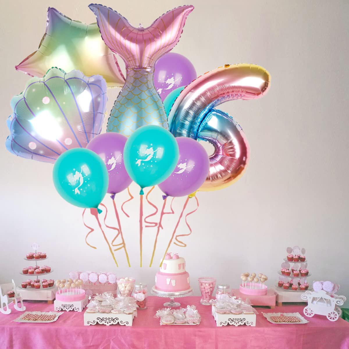 Feelairy Meerjungfrau Folienballons – 2 Stück, 55x67 Cm, Mit 4 Tattoos, Für Kindergeburtstag & Partydeko