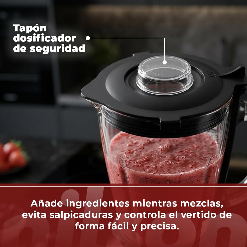 Batidora de Vaso Nutricional, 1200 W Potencia Máxima, Capacidad 1,5 L, 9 Velocidades, Display LED Manual, Tritura, Mezcla y Pica Hielo, Función Turbo, NTB1200DX, Cable 80 cm, Inox