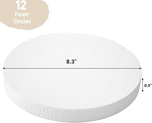 Miniatura 2 de ZOOFOX Paquete de 12 círculos de espuma de 8 pulgadas para manualidades, disco redondo de poliestireno para artes y manualidades, modelado,