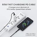 Portronics Konnect X 60W Unbreakable Nylon Braided Cable, 2M Fast Charging Cable For iPhone 15 Series, iPad, Samsung Galaxy (Black) gallery image