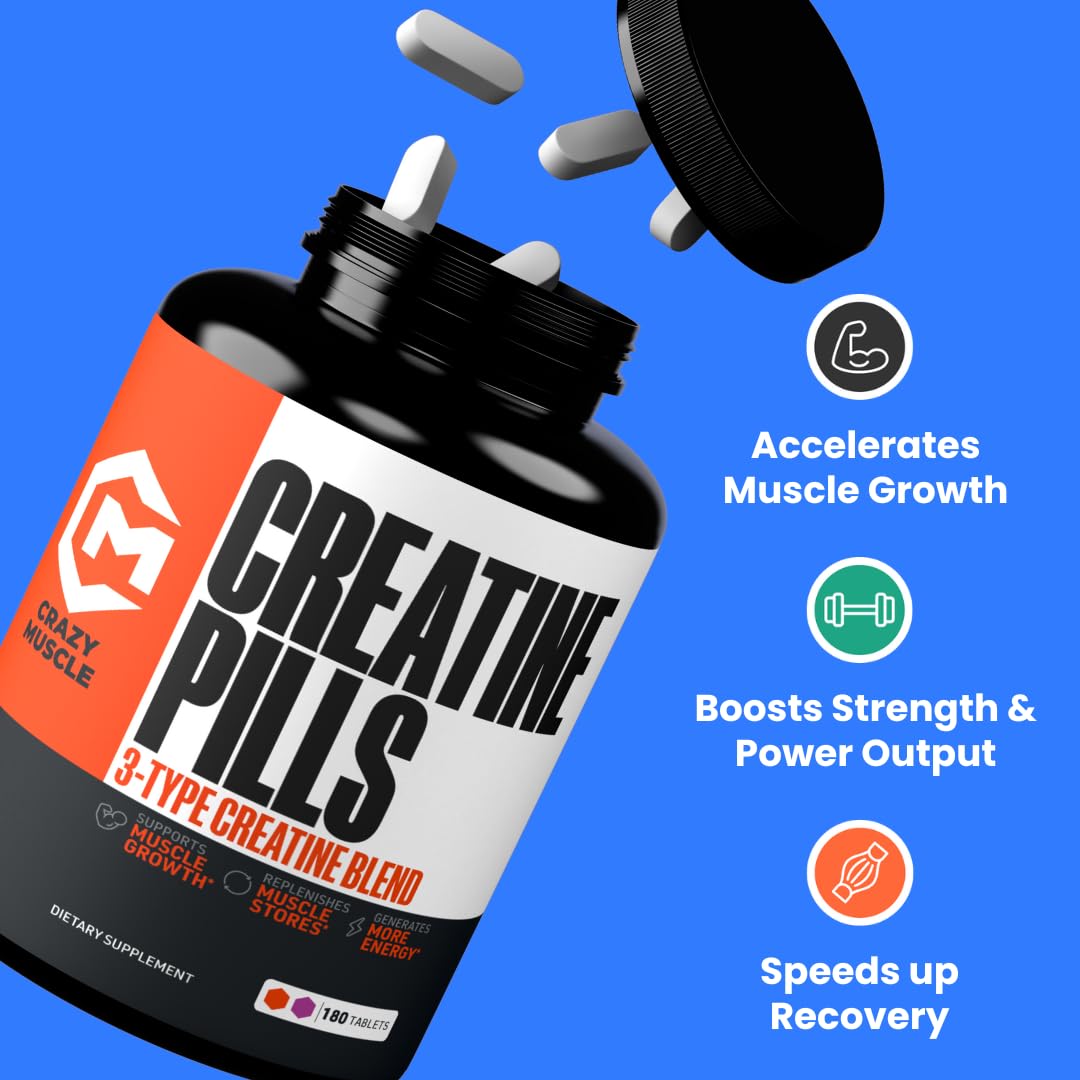 Creatine Monohydrate Pills | Triple Formula Pre-Workout Supplement, 180Ct — Amazon image 2