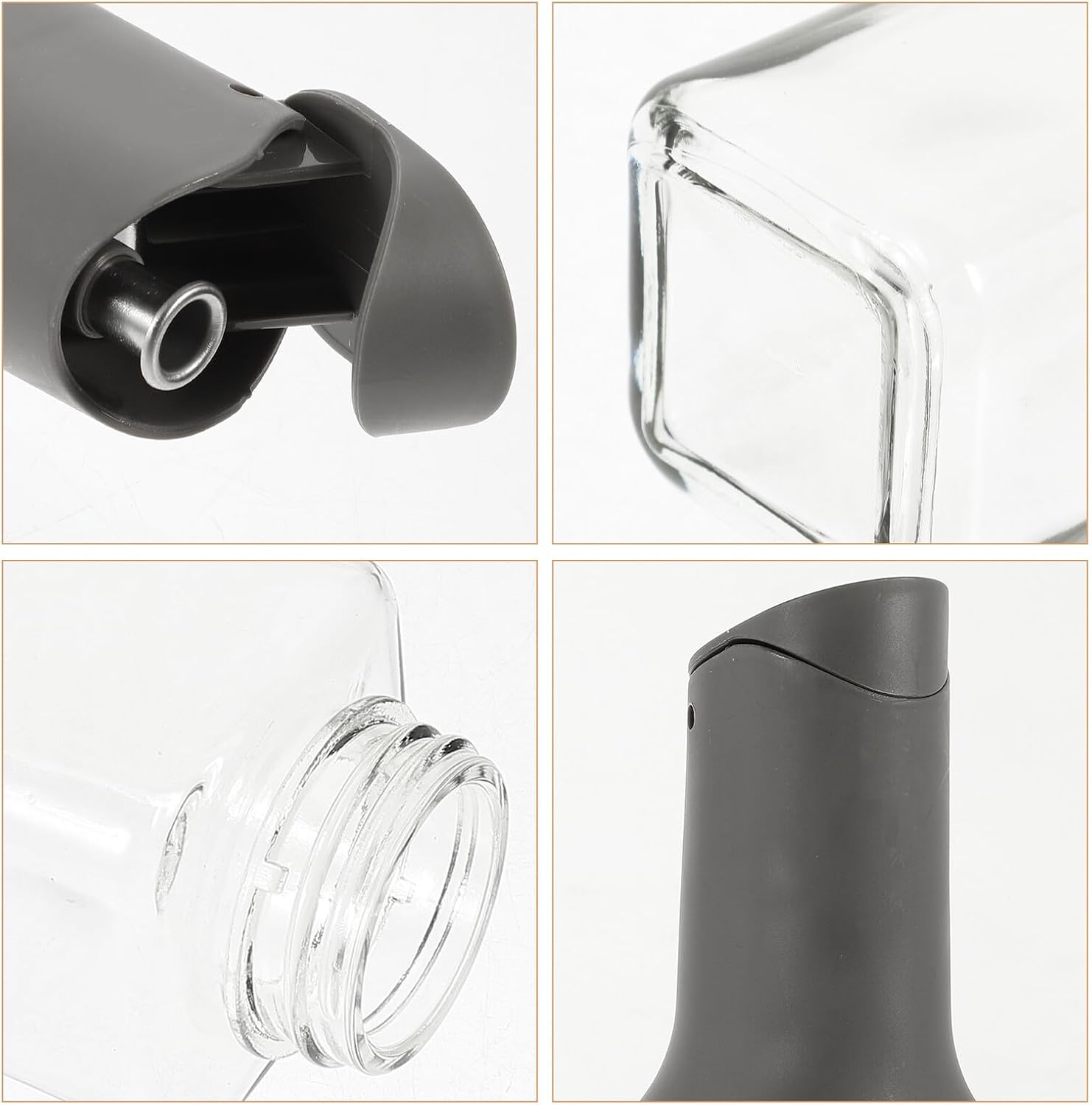 balacoo 2pcs Glass Oil and Soy Sauce Bottles Leak-proof Dispenser Set with Anti-drip Spout for Kitchen Cooking and Vinegar Storage