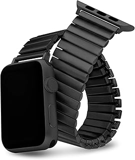 Watdpro Compatible with Apple Watch Band 45mm 44mm 42mm 41mm 40mm 38mm, Stretchables Stainless Steel Stretch Watch Band, Metal Expansion Apple Watch band Compatible with iWatch Series SE 7 6 5 4 3 2 1 (42mm/44mm M/L, 1-black)