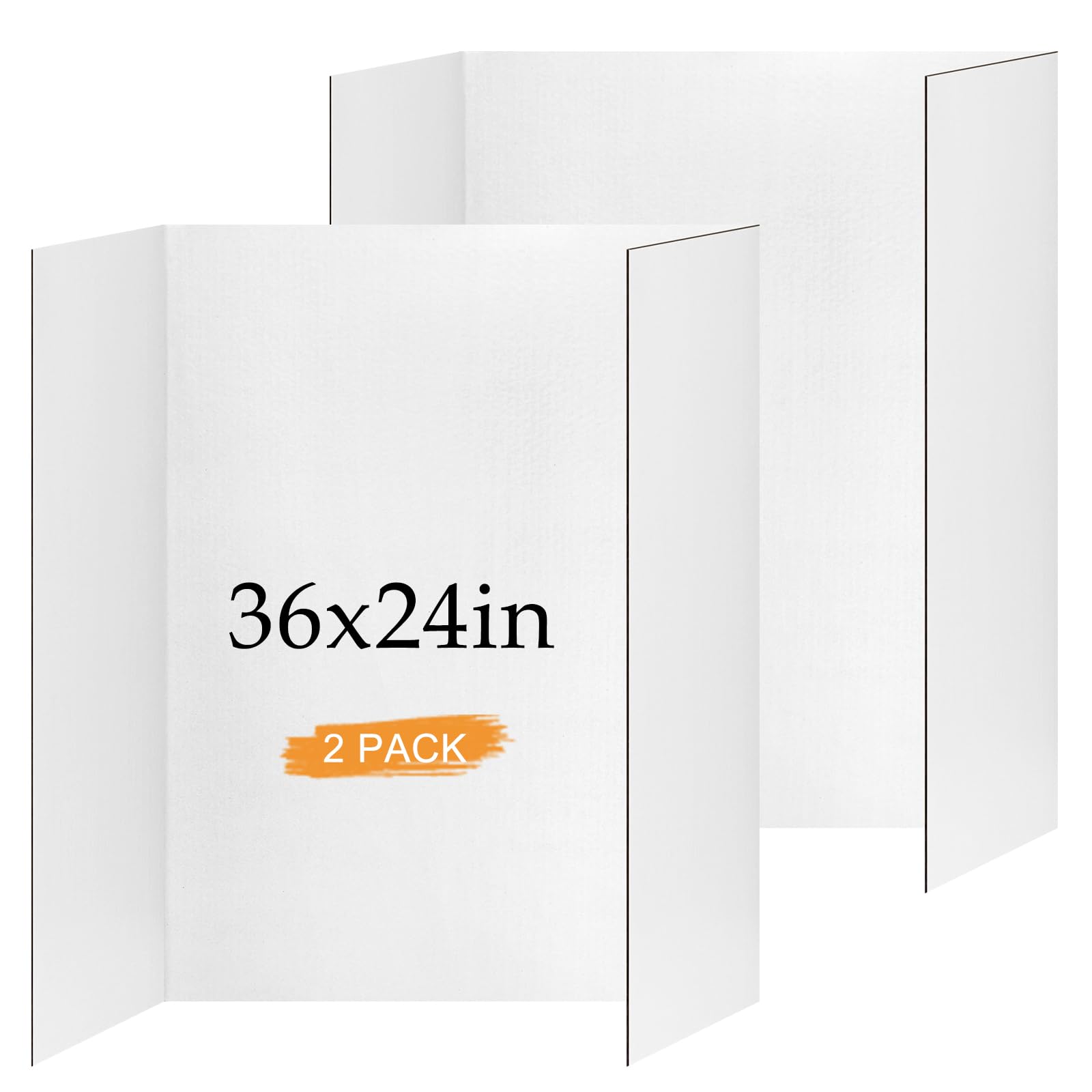 Photo 1 of 2 Pack Trifold Poster Board 36" x 24", White Corrugated Project Boards for Science Fairs, School Projects, Event Displays