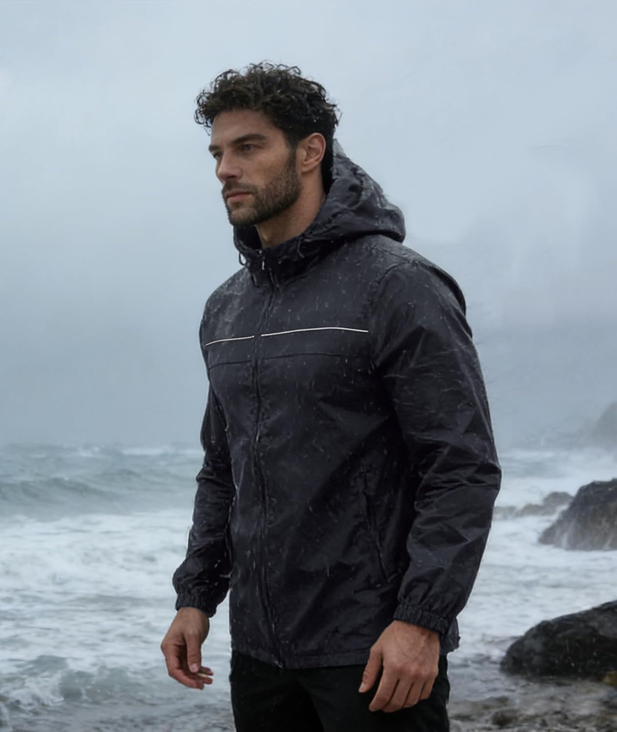 SWISSWELL Mens Rain Jacket & Coats Packable Lightweight Waterproof Windbreaker Hooded for Golf Cycling Hiking - Image 3