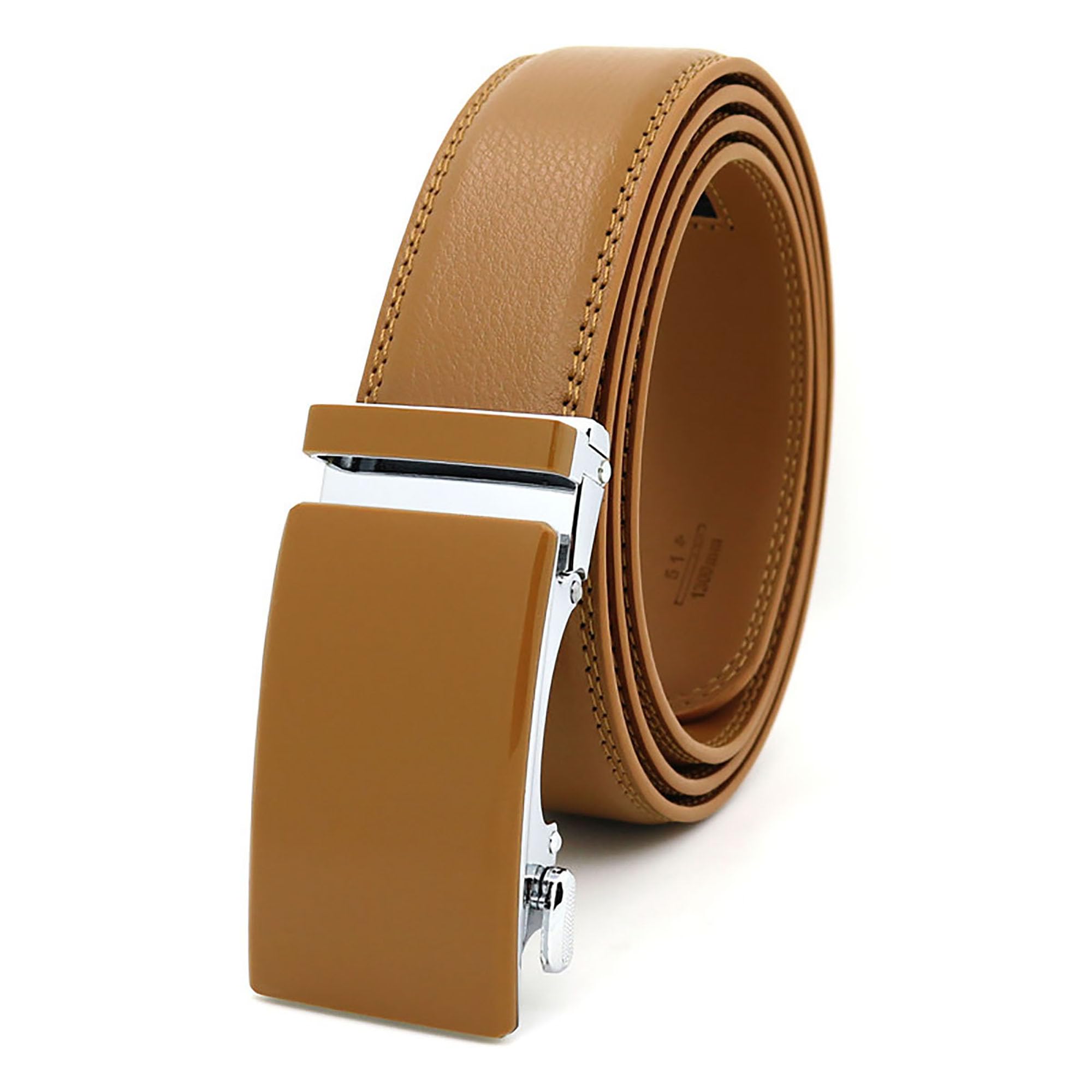 Lyqqine Men's Ratchet Leather Belt Business Casual Belt with Automatic Buckle Versatile Belt for Jeans Adjustable Belt
