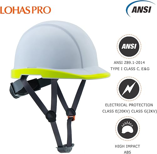 Miniatura 2 de LOHASPRO Casco de seguridad para electricista, para trabajos de construcción, estilo de gorra ANSI Z89.1, aprobado por la OSHA, casco duro para