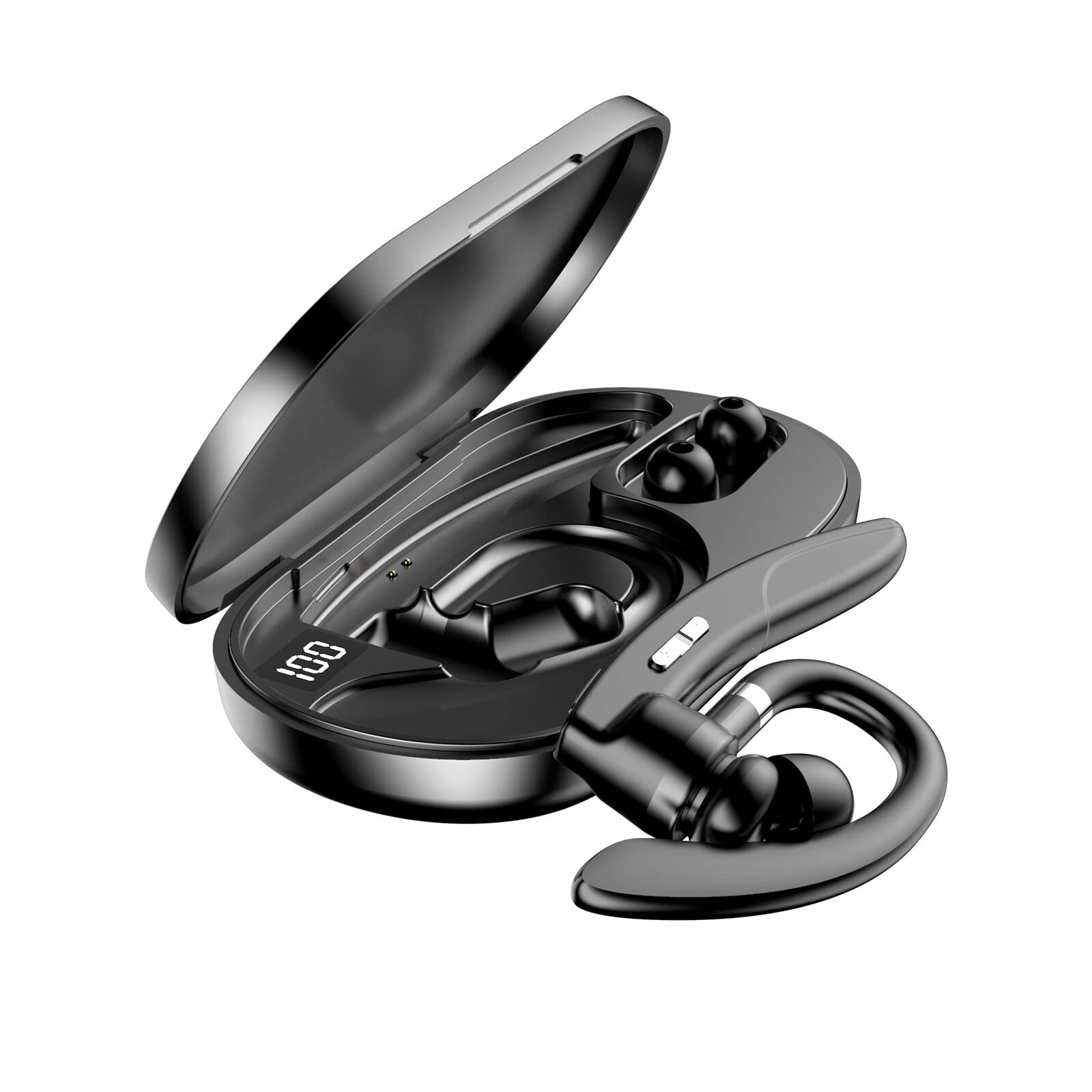 Irovami K29 BT5.0 Business Headset Wireless Earpiece Single Earhook With Charging Box Mic Led Display Earphones ENC Noise Cancelling Headphone Hands- Earphone 500mAh Battery for