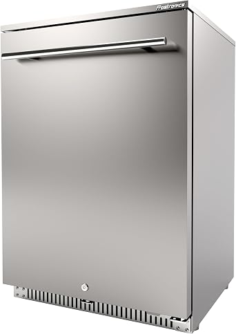 24 inch Outdoor Beverage Refrigerator, 140 Can Weatherproof | Built-In Under Counter Drink Fridge for Patio and Outdoor Kitchen with 21-in Shallow Depth, 26-50F Dual-fan cooling, SUS304