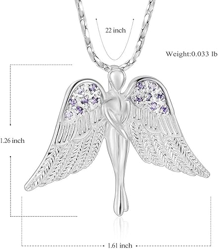 Miniatura 3 de Imrsanl Joyería de cremación con dije de ángel para dama, medallón conmemorativo de ceniza, collar de urna para cenizas, alas, joyería de recuerdo