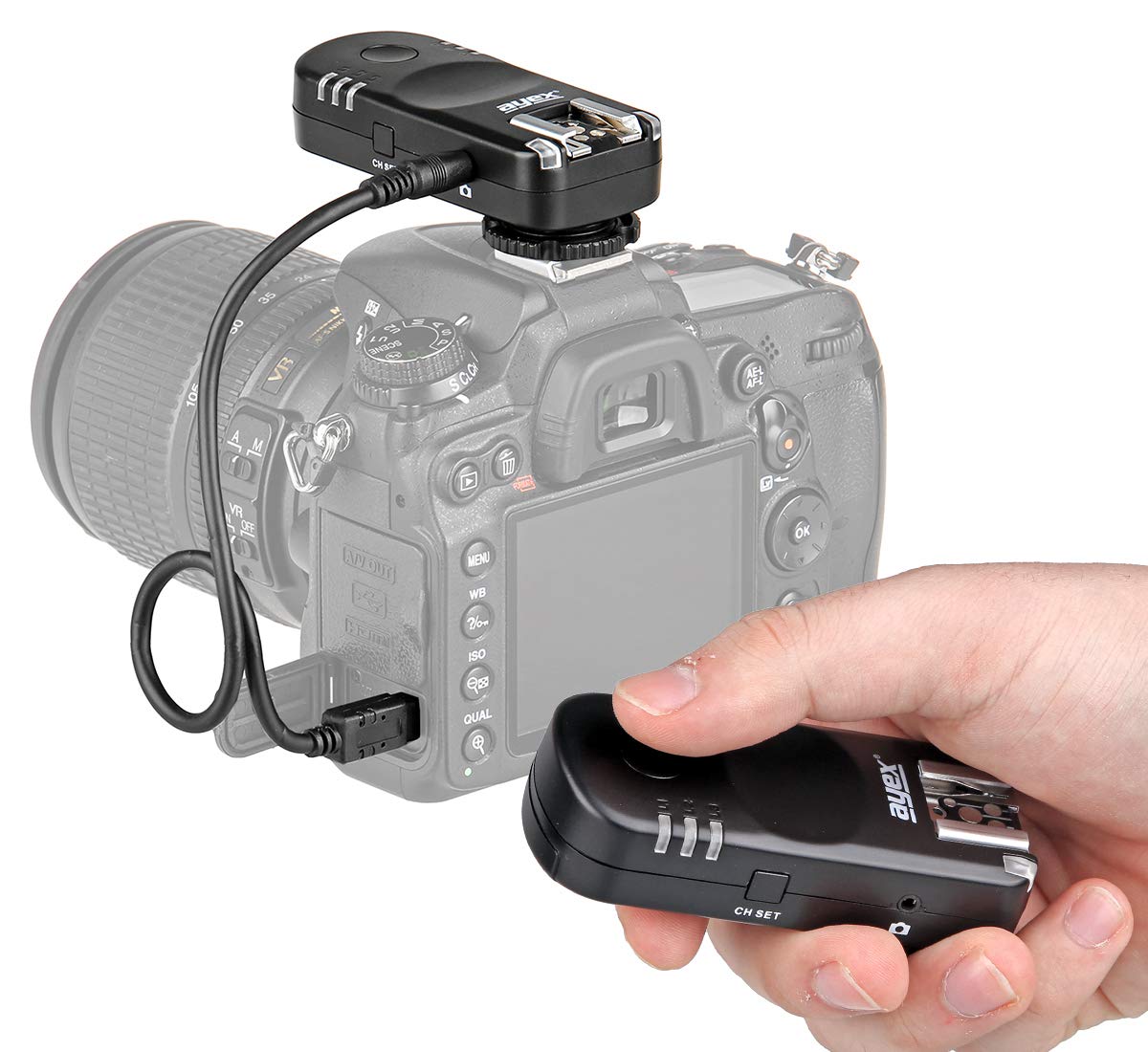 ayex AX-BA1 Funk-Blitzauslöser und Kamera-Fernauslöser Kompatibel mit Nikon Blitz- und Kameraauslöser-Set mit 2 Transceivern