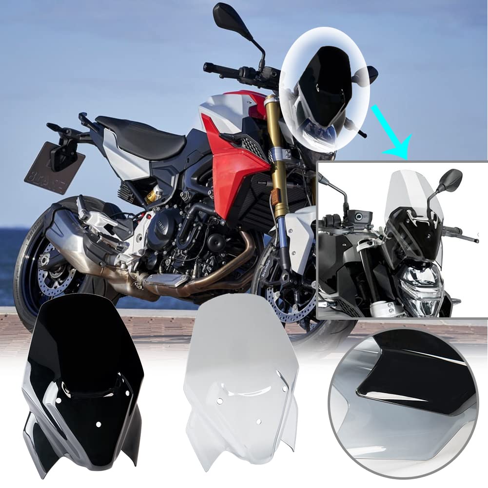 Pare-Brise de Moto Spoiler Déflecteur de Vent Double Bulle Visière Compatible avec B.M.W F900R F 900 R F-900-R 2020 2021 2022 2023 Pièce de Moto (Noir fumé)