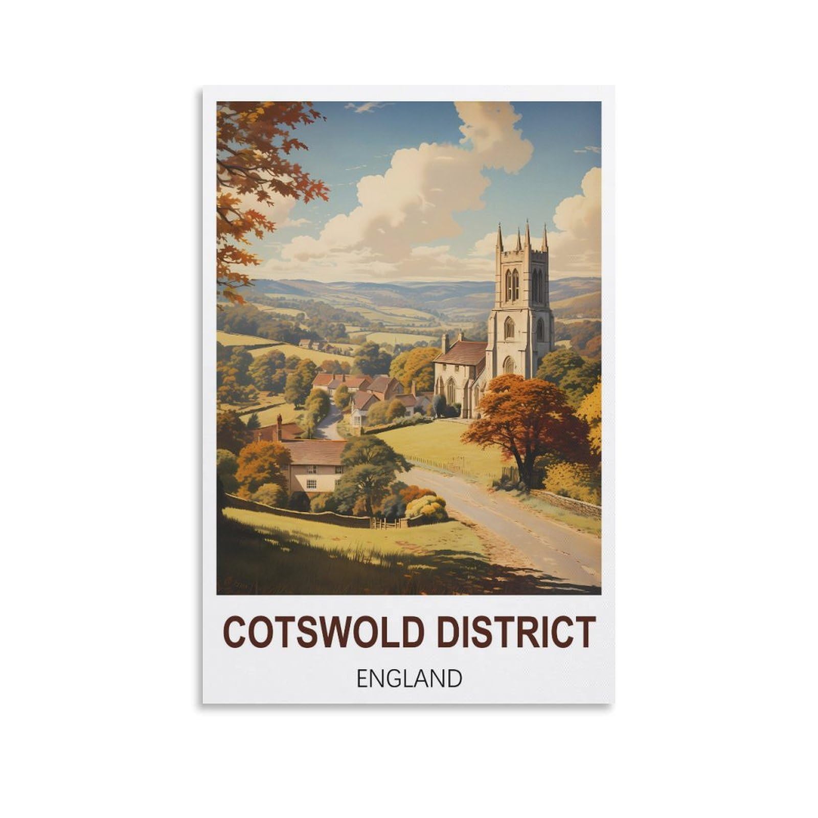 Metal Tin Sign,Cotswold District England,Metal Tin Sign Metal Wall Plaque for Home Living Room Bedroom Bar Club Men Cave Wall Art Decor 30x30cm