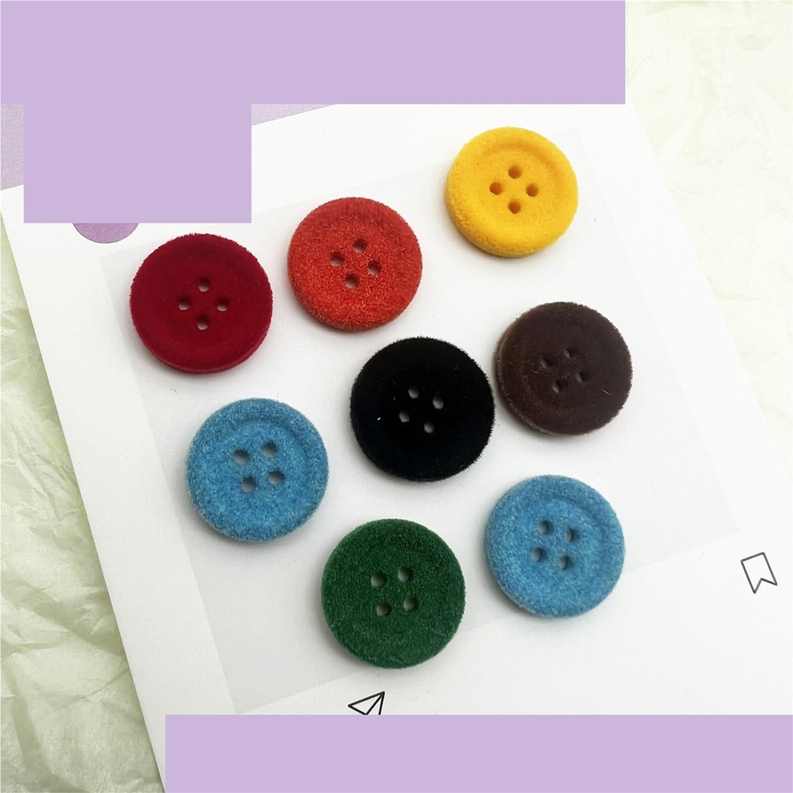 bottoni, Confezione Da 12 Bottoni Rotondi Con 4 Occhielli Floccati In Resina Multicolor 17-18 Mm(18mmBlack)